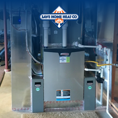 Lennox 90+ furnace with a coil closeup