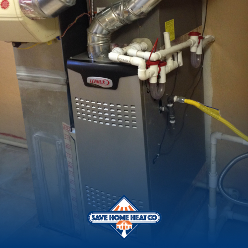 a lennox metal unit with ducts and pvc pipes