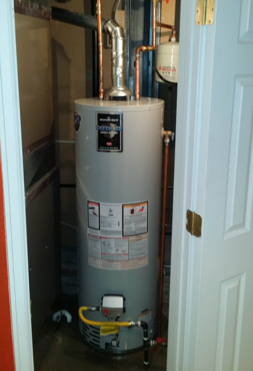 Bradford White water heater install with expan. tank