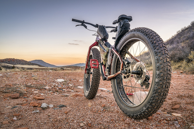 fat bike on a desert trail with deep, loose gravel