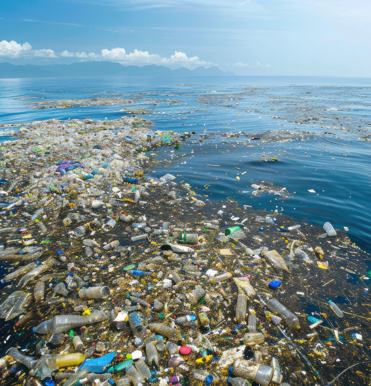 garbage floating in the ocean