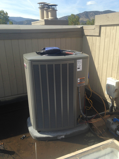 Lennox condenser on rooftop