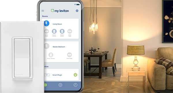 Leviton Decora Smart - phone with indoor lighting background