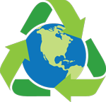 Recycling Symbols with Earth in Center - Save Home Heat