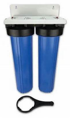 a blue dual stage carbon filter system